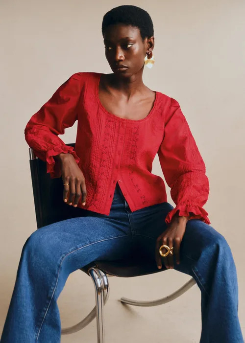 Chemise Tinia - Broderie Unie Rouge — image 5