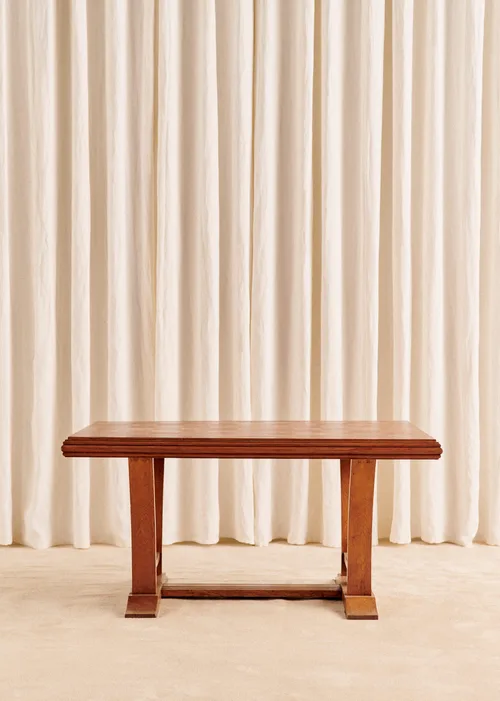 Table à manger avec plateau damier marqueterie vintage - Chêne