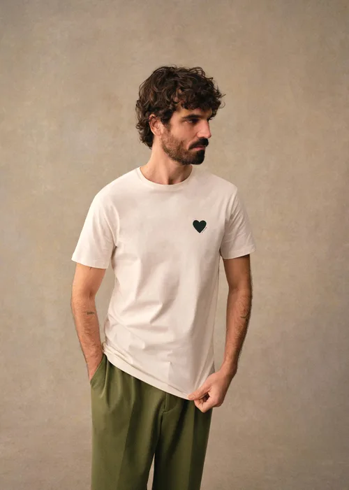 T-Shirt Coeur Chamade - Écru / Vert — image 4