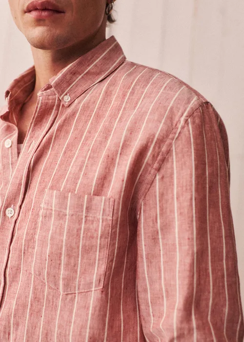 Chemise Charlie Coton Lin - Bordeaux Rayures Blanches — image 6