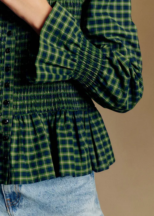Chemise Deidra - Carreaux Bleu Et Vert - Création Rose — image 3