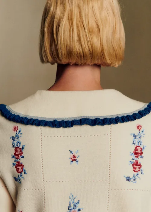 Gilet Antoine - Sézane x Baziszt - Jacquard Fond Ecru — image 4
