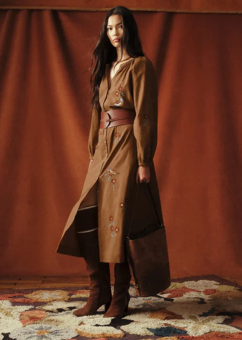Robe Anyna - Sézane x Baziszt - Fleurs Multico Fond Café — image 3