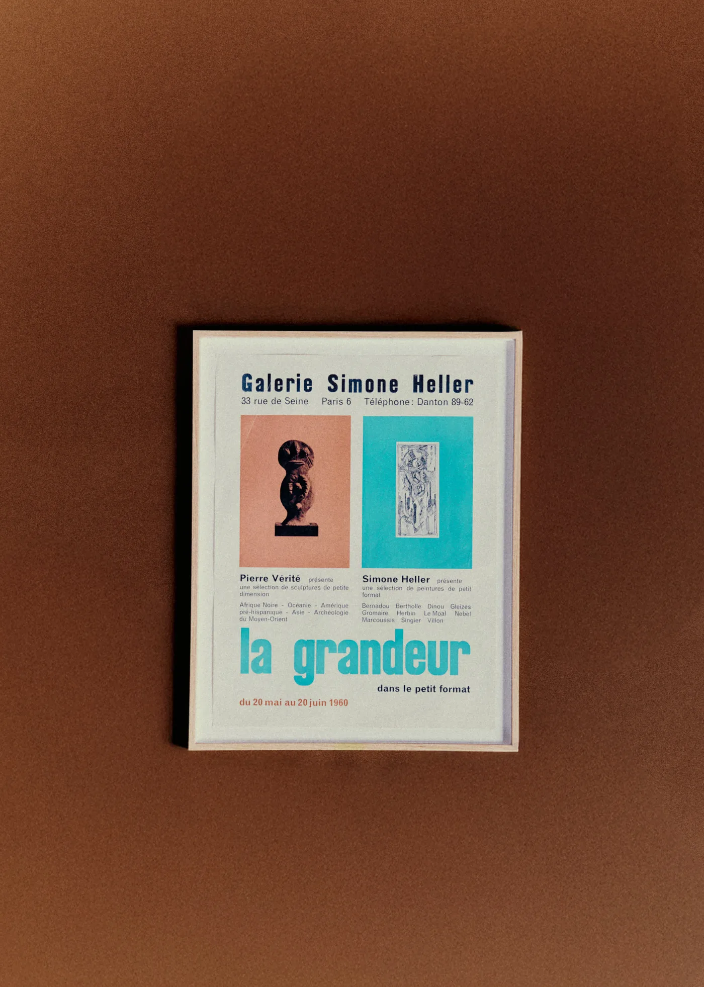 Affiche Galerie Simone Heller, La grandeur dans le petit format, 1960 - 47,5 x 60,5 cm