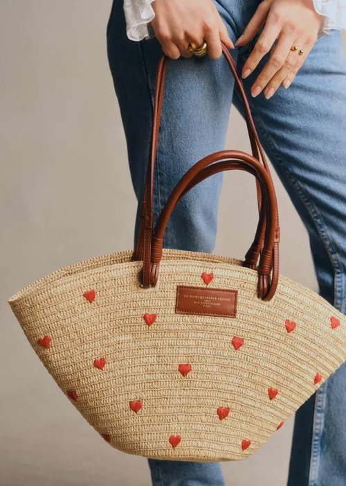 Panier Justine - Raphia Broderie Coeur — image 4
