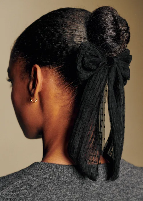 Barrette Noeud - Plumetis Noir