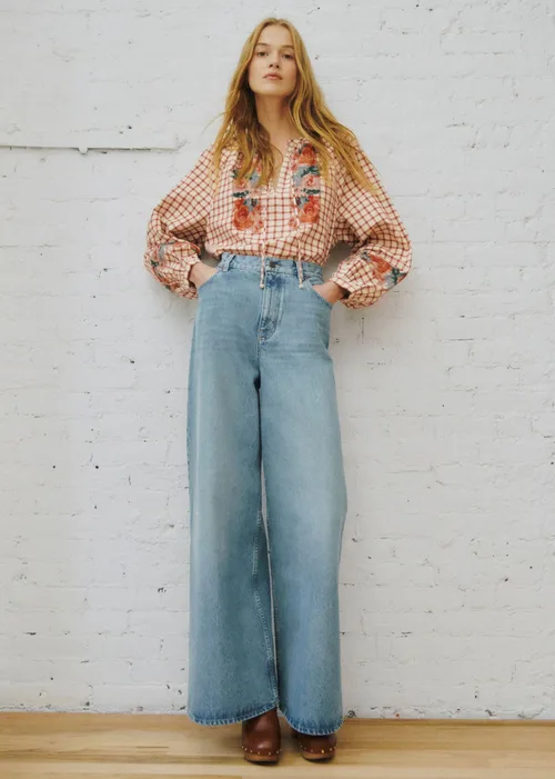 Blouse Aquila - Sézane x SEA NY - Broderie Placée Terre Fond À Carreaux — image 5