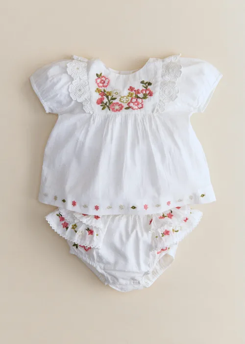 Bloomer Clélia - Broderie Contrastée Tricolore Fond Ecru — image 3