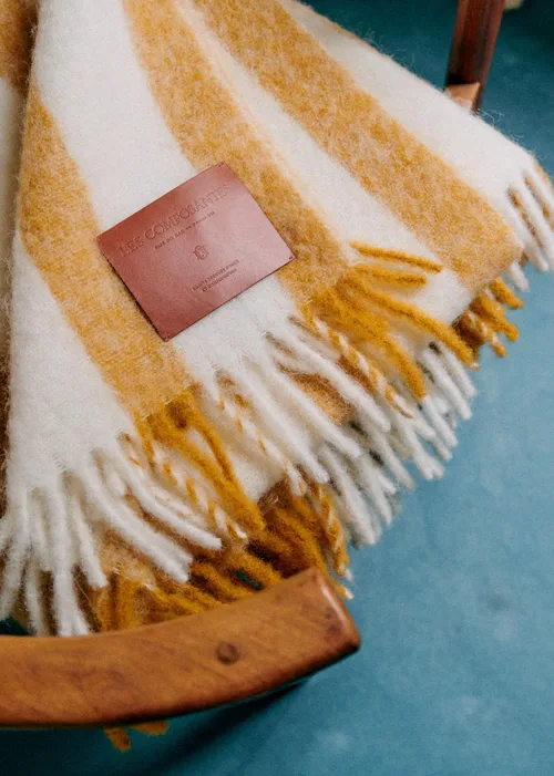 Plaid en mohair - Rayures ocres — image 3
