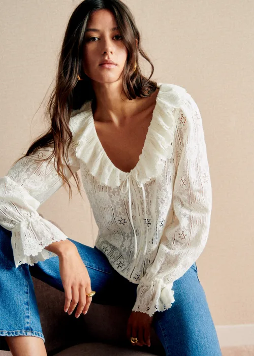 Chemise MARIELE - Guipure Unie Flowers Creme