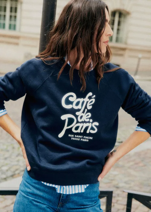 Sweat-Shirt Cafe De Paris - Marine / Ecru