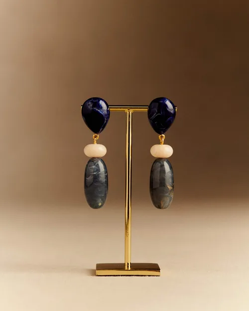 Boucles d'oreilles Dany - Bleu Océan Multi