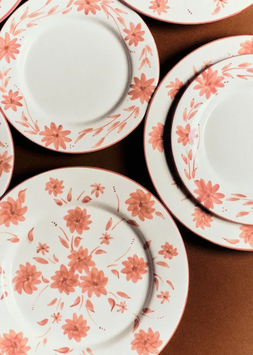 Set de 4 assiettes à dessert - Fleurs de Jardin - Terre de sienne — image 3