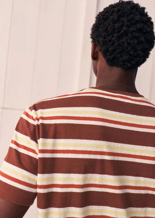 T-Shirt Fabio - Marron Rayures Jaune / Rouge — image 3