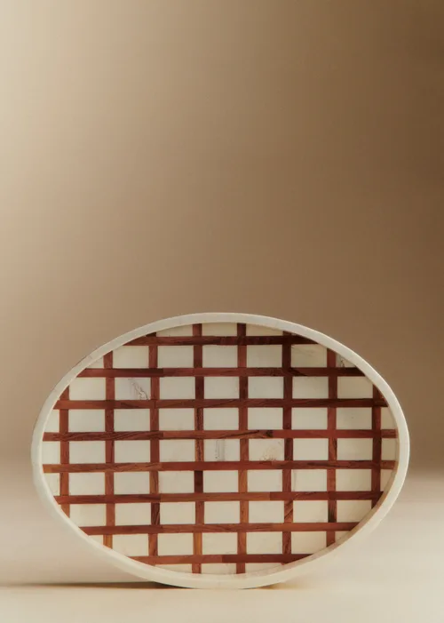 Plateau Ovale - Quadrillage Ecru et Acacia — image 4