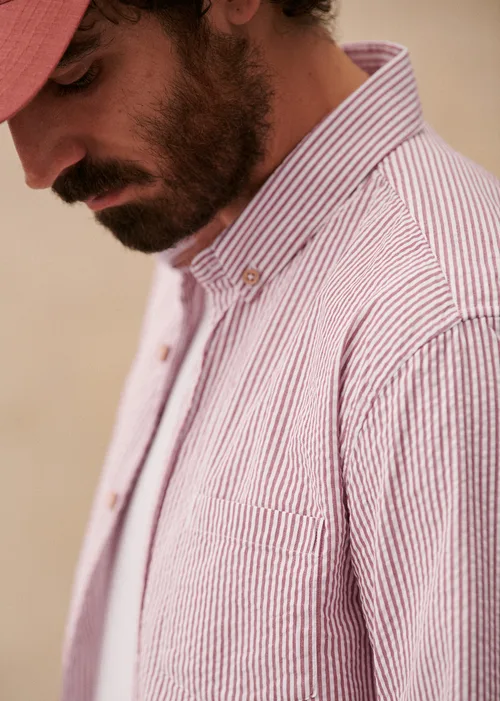 Chemise Charlie Seersucker - Blanc / Bordeaux — image 4