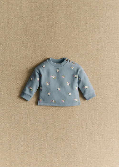 Sweat-Shirt Lulu - Bleu vintage / Broderie Altea
