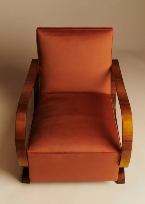Fauteuil art déco vintage en alcanta - Orange — image 3