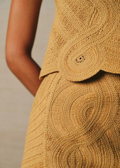 Blouse Deana - Broderie Unie Abstraite Raffinée Biscuit — image 3