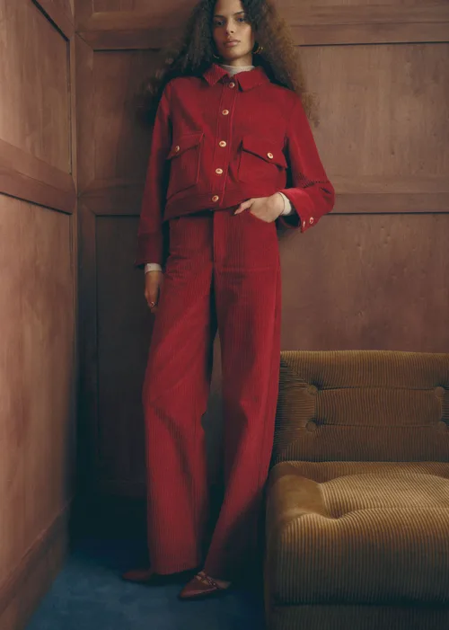 Pantalon Le Wide Leg - Sézane x Antoinette Poisson - Velours Rouge