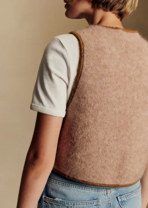 Gilet Pepy - Beige Chiné Jacquard Floral — image 3