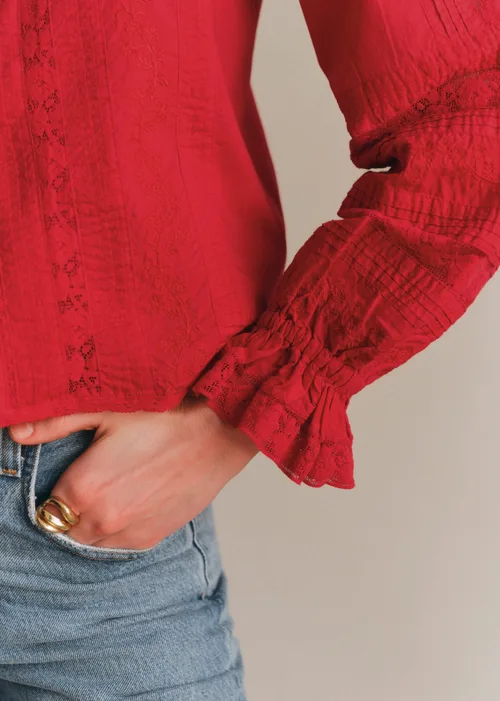 Chemise Tinia - Broderie Unie Rouge — image 3
