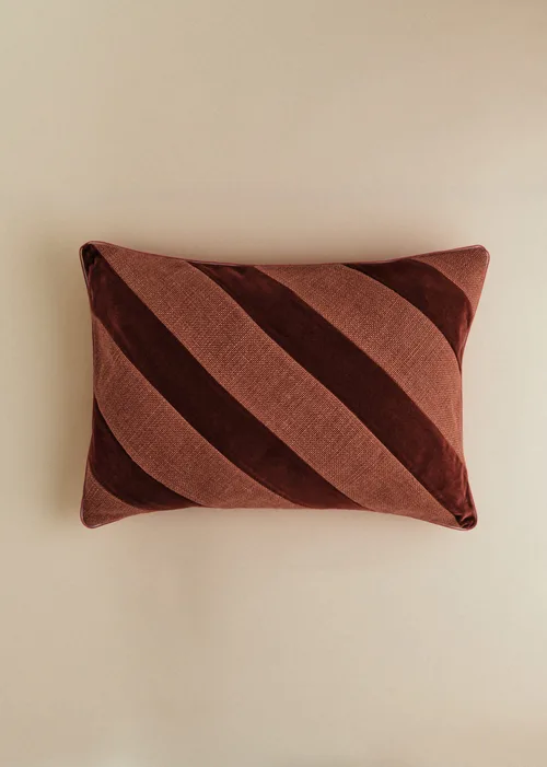 Coussin Toile Lin et Velours - Grand modèle - Terre de sienne — image 4