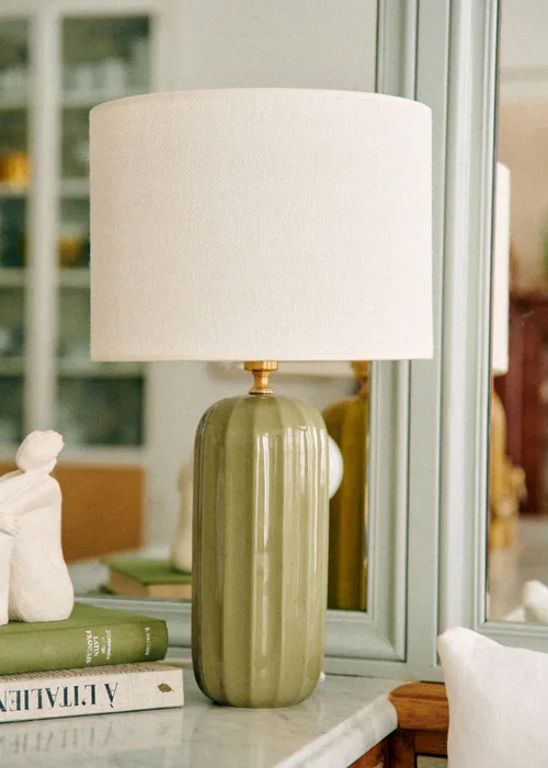 Lampe Traviata - Vert Olive - Abat-jour Dolce - Jute Écru — image 3
