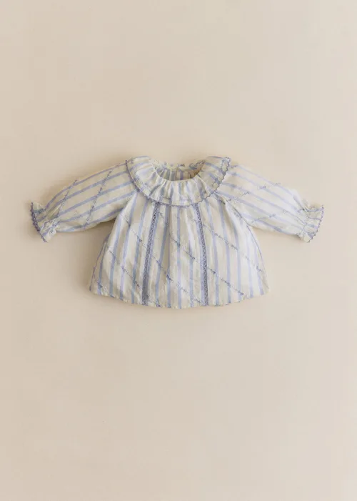 Blouse Héloïse - Rayures Lavande Broderie