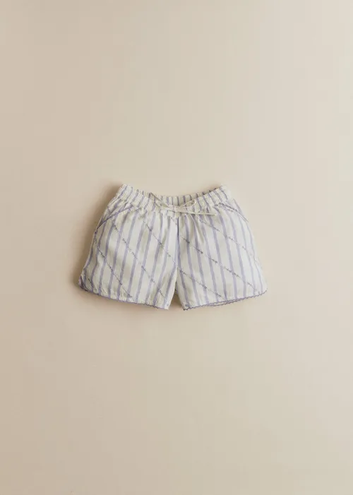 Short Coralie - Rayures Lavande Broderie