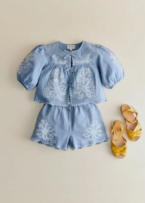 Blouse Noelia - Bleu Vintage / Broderie Aurélia — image 5