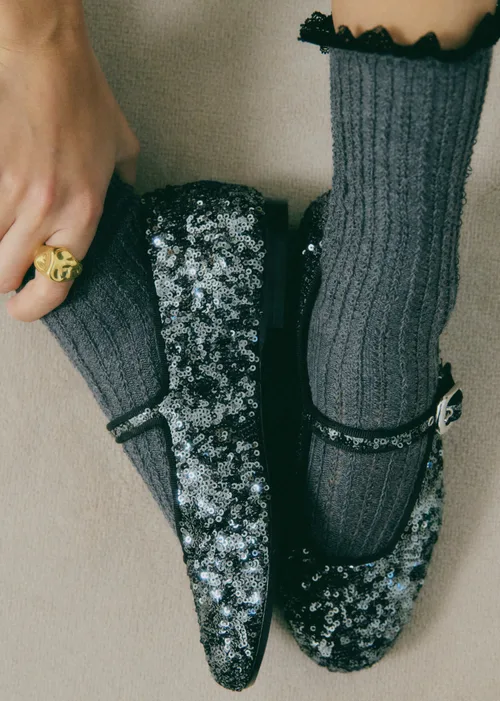 Chaussettes Elena Haute - Gris Chiné — image 3