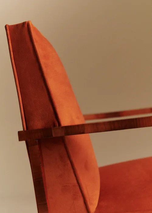 Fauteuil art déco vintage en alcanta - Orange — image 7