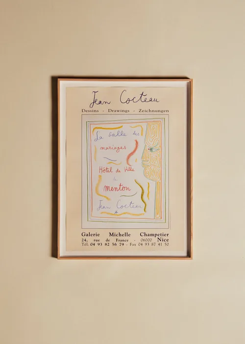 Affiche Galerie Michelle Champetier, Jean Cocteau, Hôtel de ville de Menton - 56,5 x 75,5 cm