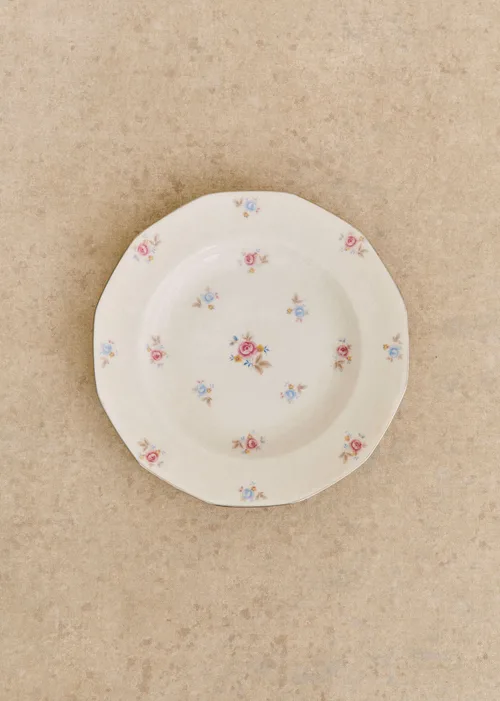 Assiettes creuses anciennes, Fleurs anglaises - Lot de 5 assiettes creuses - Décor n°5