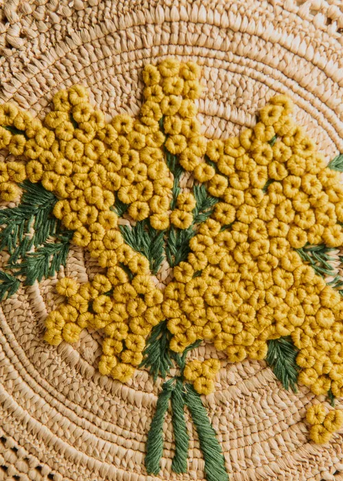 Panier June - Raphia Broderie Mimosa — image 4