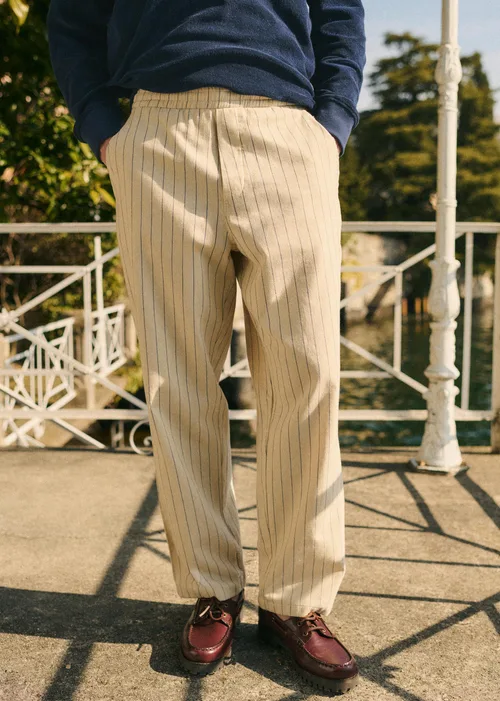 Pantalon Melor - Beige Rayure Marine