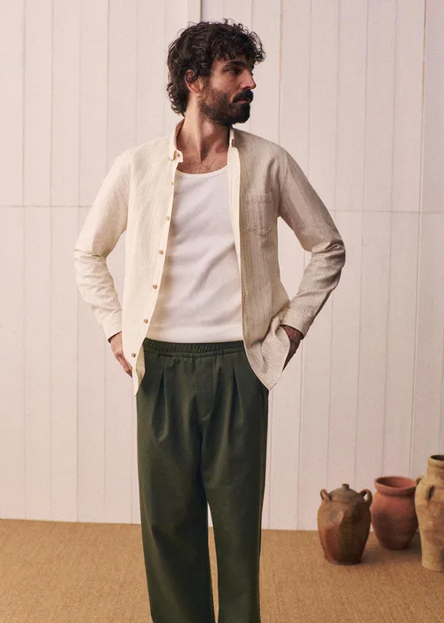 Chemise Charlie - Écru Rayures Beiges — image 7
