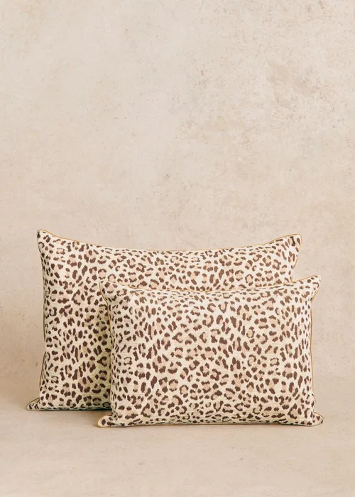 Coussin Jacquard - Très Grand modèle - Léopard Écru et Café — image 3