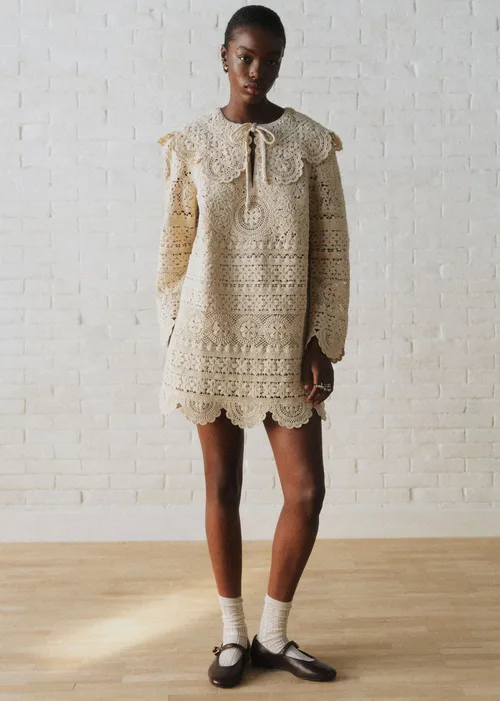 Robe Valya - Sézane x SEA NY - Guipure Unie Crème