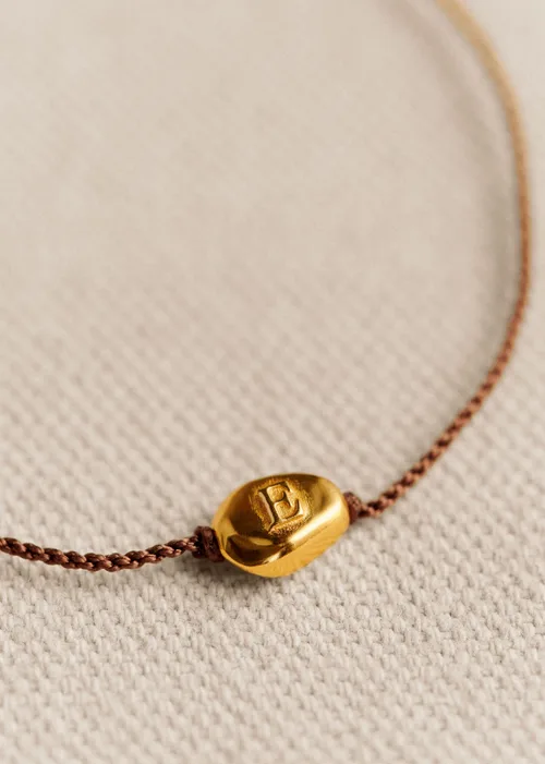 Bracelet Cléo - Chocolat - Lettre E