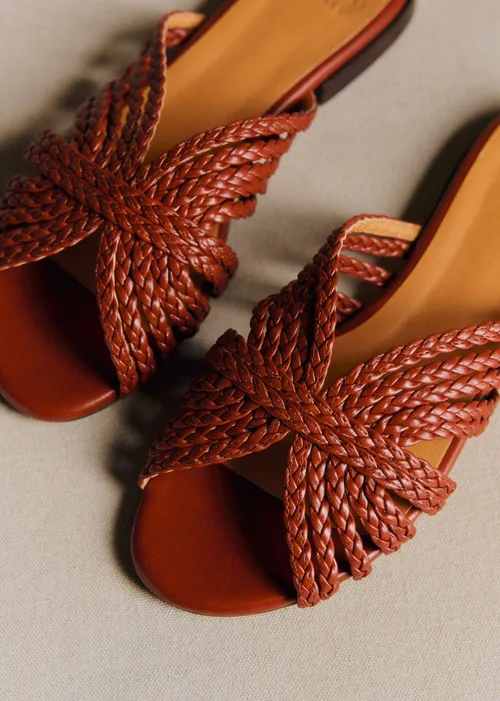 Mules Low Paola - Acajou Lisse Tressé — image 4
