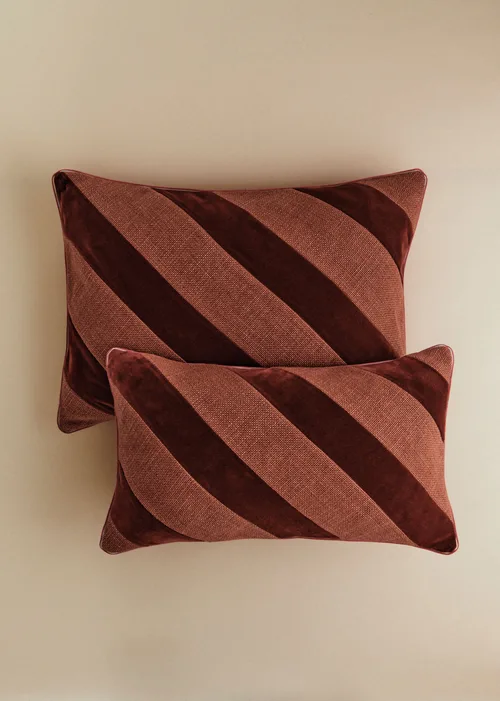 Coussin Toile Lin et Velours - Grand modèle - Terre de sienne — image 3