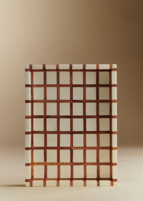 Plateau Rectangulaire - Quadrillage Ecru et Acacia — image 5