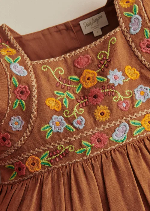 Robe Lisha - Broderie Contrastée Fond Marron — image 3