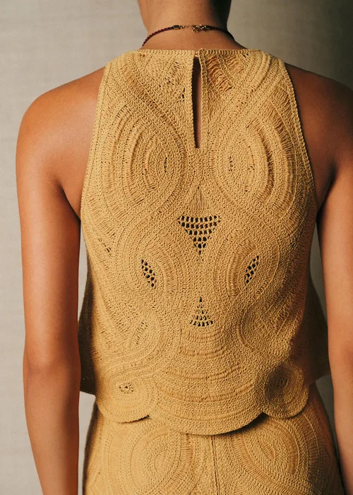 Blouse Deana - Broderie Unie Abstraite Raffinée Biscuit — image 4