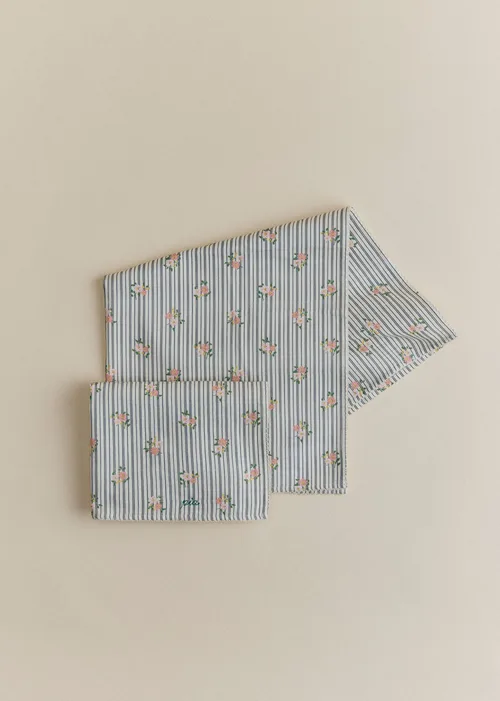 Set de 2 langes - Rayures Broderies Fleurs — image 4