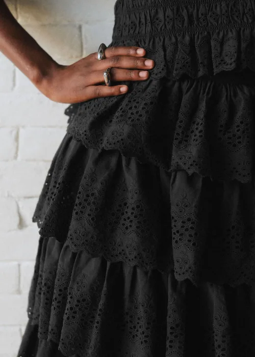 Jupe Bakta - Sézane x SEA NY - Broderie Unie Noire — image 3