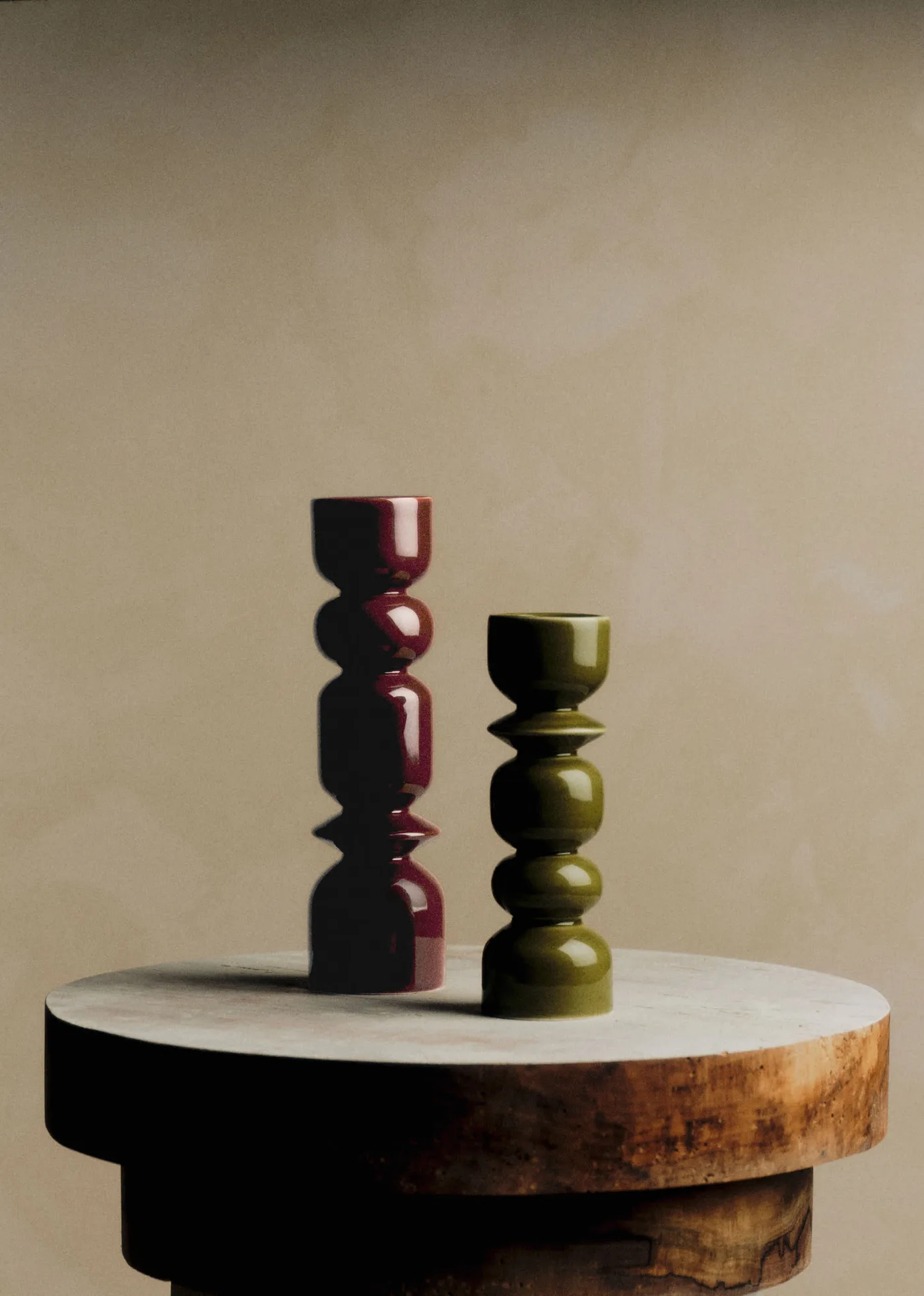 Coffret bougeoirs Romie Objetti - Vert Petit Modèle et Terracotta Grand Modèle