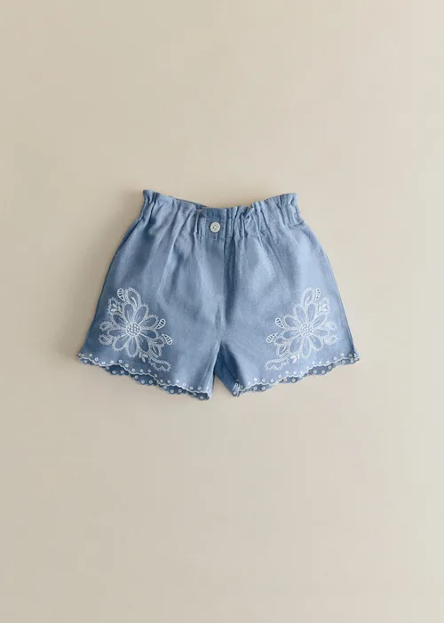 Short Ophélia - Bleu Vintage / Broderie Aurélia